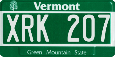 VT license plate XRK207
