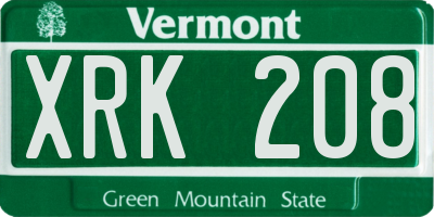 VT license plate XRK208