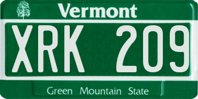 VT license plate XRK209
