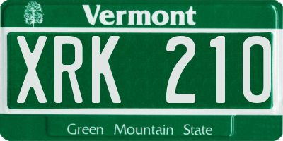 VT license plate XRK210