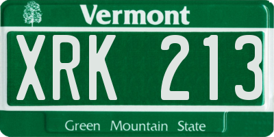 VT license plate XRK213