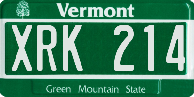 VT license plate XRK214