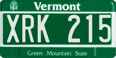 VT license plate XRK215