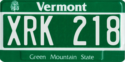VT license plate XRK218