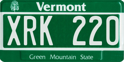 VT license plate XRK220