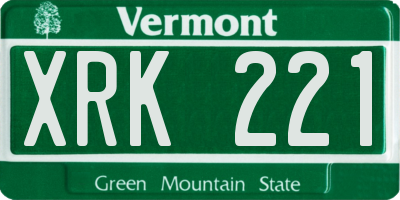 VT license plate XRK221