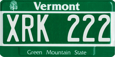VT license plate XRK222