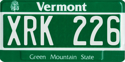 VT license plate XRK226