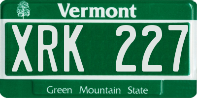 VT license plate XRK227