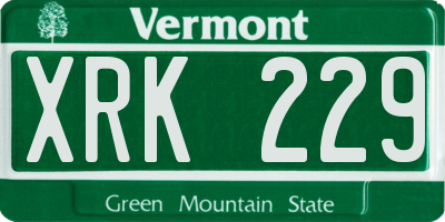 VT license plate XRK229