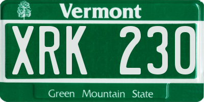 VT license plate XRK230