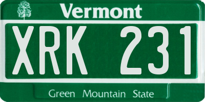 VT license plate XRK231