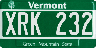 VT license plate XRK232
