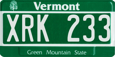 VT license plate XRK233