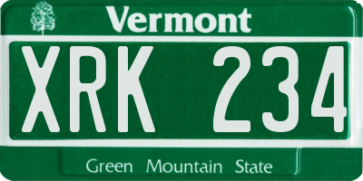 VT license plate XRK234