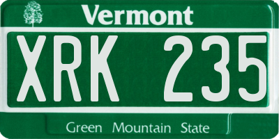 VT license plate XRK235