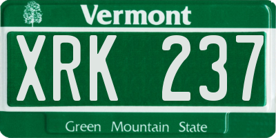 VT license plate XRK237