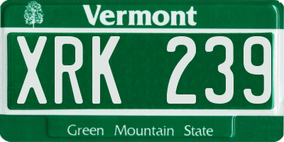 VT license plate XRK239