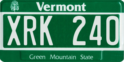 VT license plate XRK240