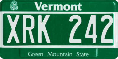 VT license plate XRK242