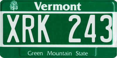 VT license plate XRK243