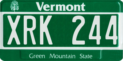 VT license plate XRK244