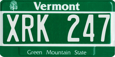 VT license plate XRK247