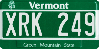 VT license plate XRK249