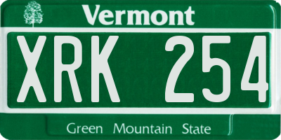 VT license plate XRK254