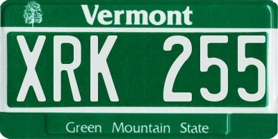 VT license plate XRK255