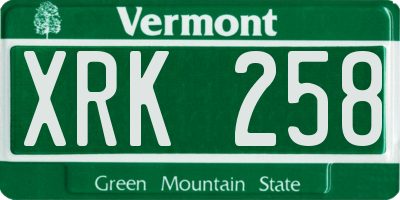VT license plate XRK258