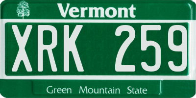 VT license plate XRK259