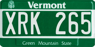 VT license plate XRK265
