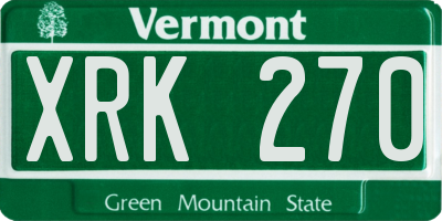 VT license plate XRK270