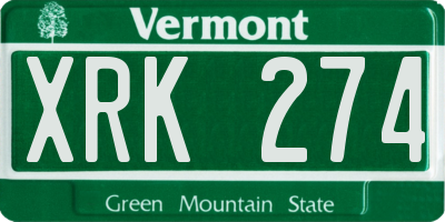 VT license plate XRK274