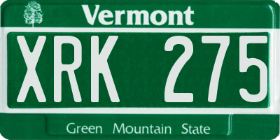 VT license plate XRK275