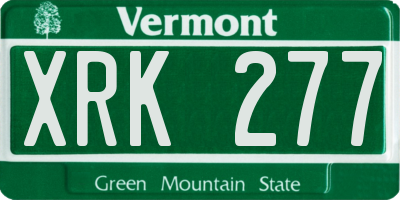 VT license plate XRK277