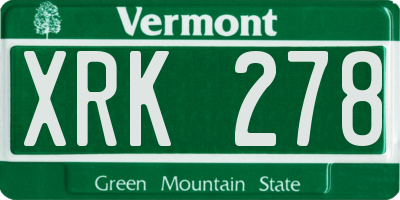 VT license plate XRK278