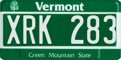 VT license plate XRK283