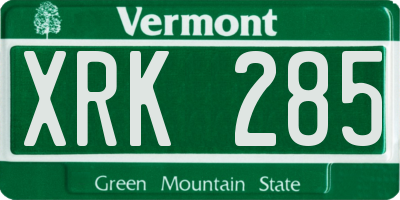 VT license plate XRK285