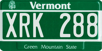 VT license plate XRK288