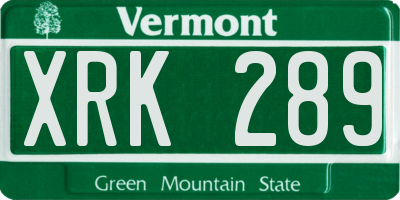 VT license plate XRK289