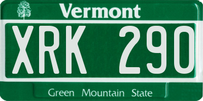 VT license plate XRK290