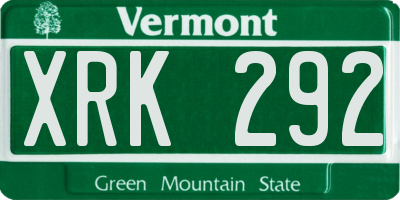 VT license plate XRK292