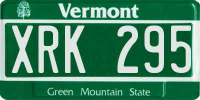 VT license plate XRK295