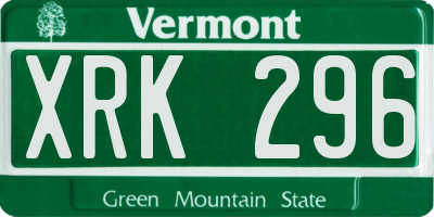 VT license plate XRK296