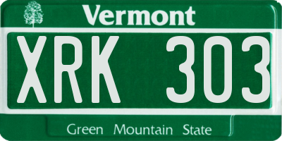 VT license plate XRK303