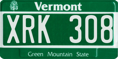 VT license plate XRK308