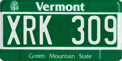 VT license plate XRK309