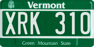 VT license plate XRK310
